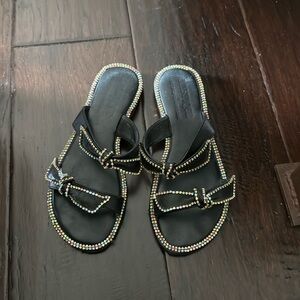 Mystique black and multi colored crystal sandals
